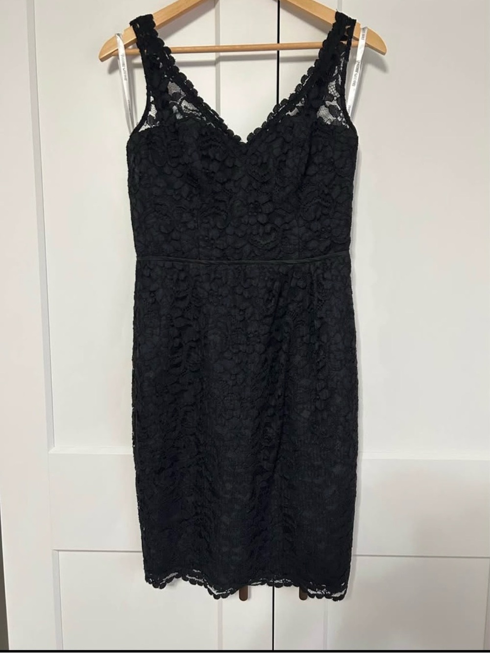 David's Bridal Black Lace V-Neck Midi Dress